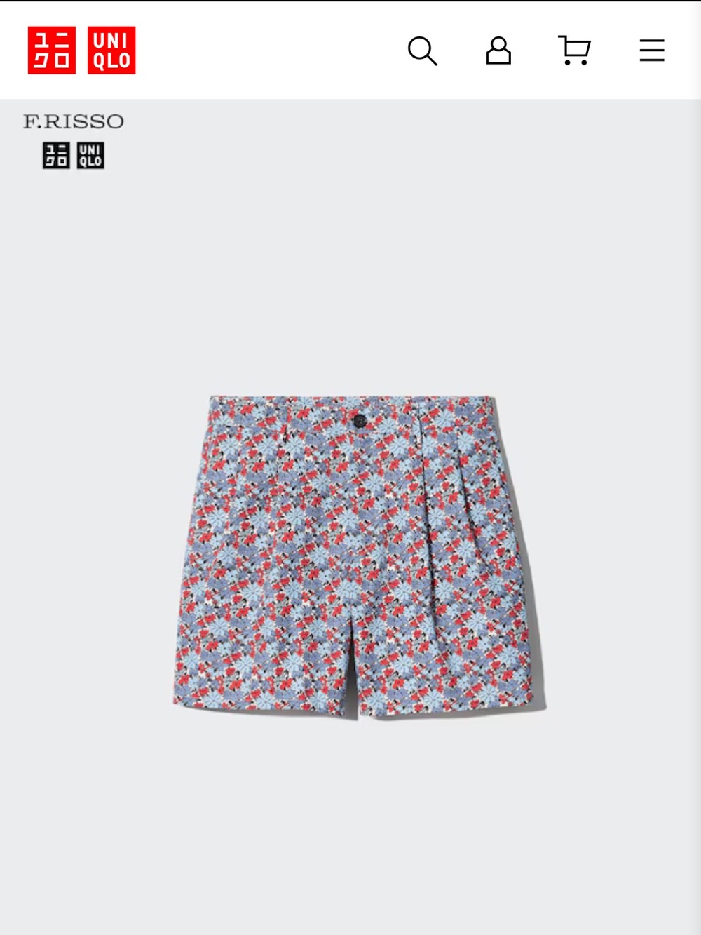 UNIQLO Men’s F. Risso Floral Print Shorts in Light Blue and Red- Japanese Sizing